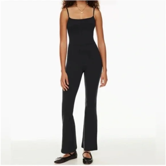 NWT Aritzia Wilfred Free Divinity kick Flare 1 pc Jumpsuit Black Sz L - Picture 7 of 8